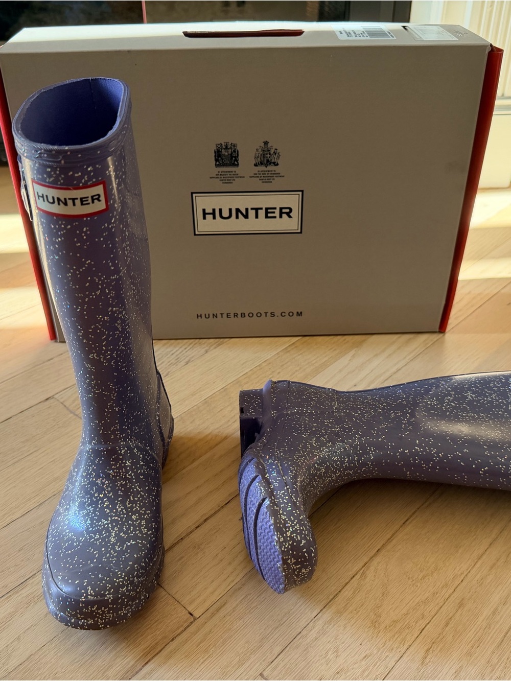 Hunter Kids Purple Glitter Tall Rain Boots